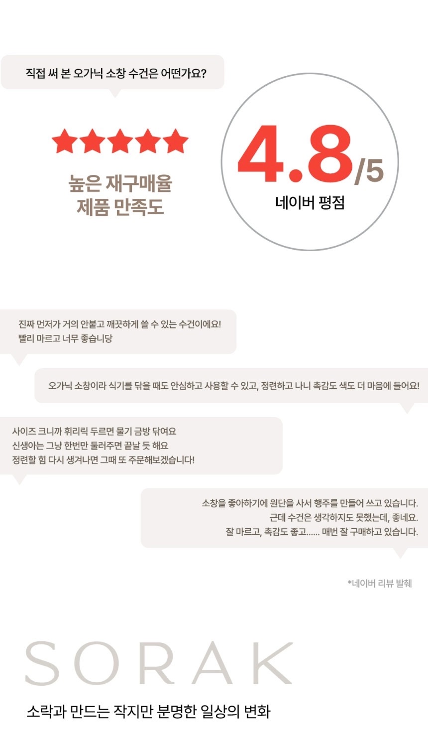 [지구별가게] 소락 SORAK 오가닉 소창 수건